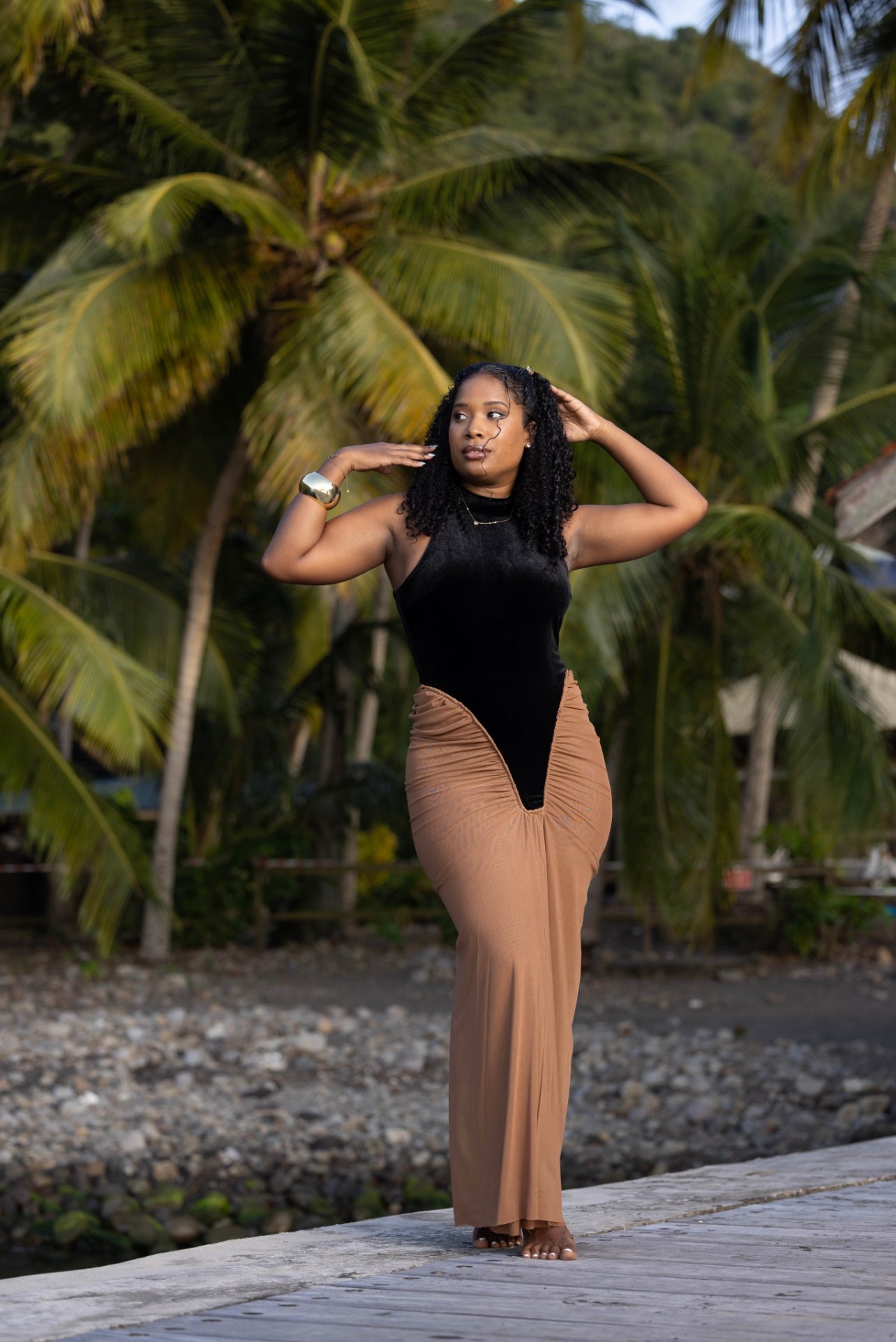 Velours Sculpt-Robe longue