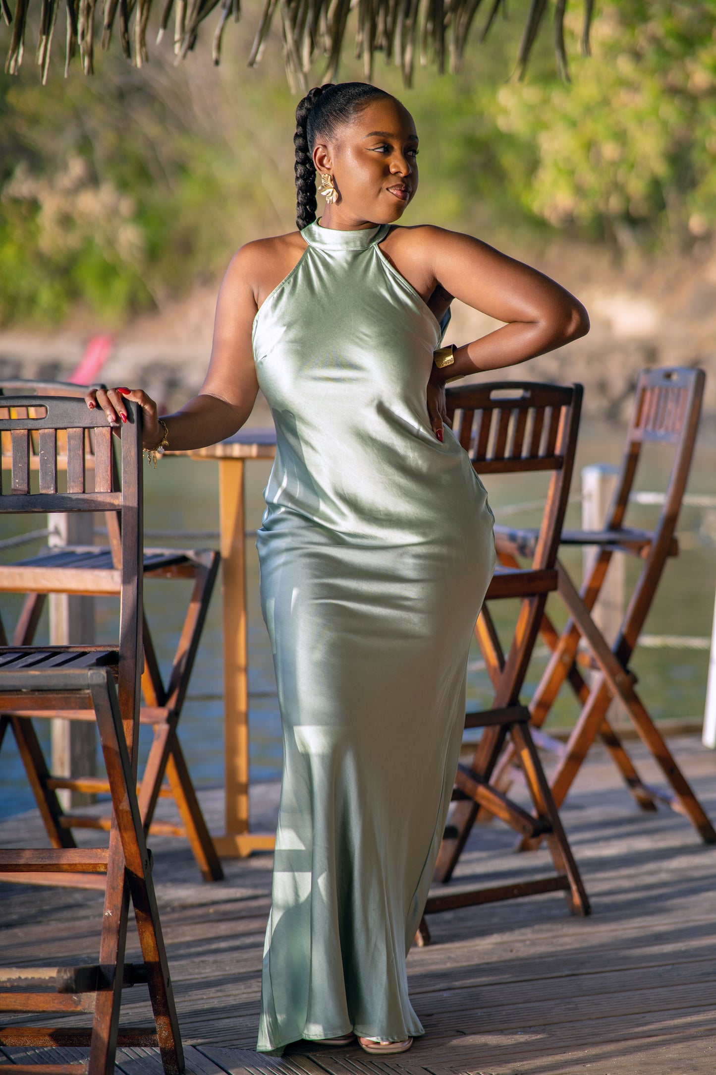 Robe Longue Satinée Éclat Solaire