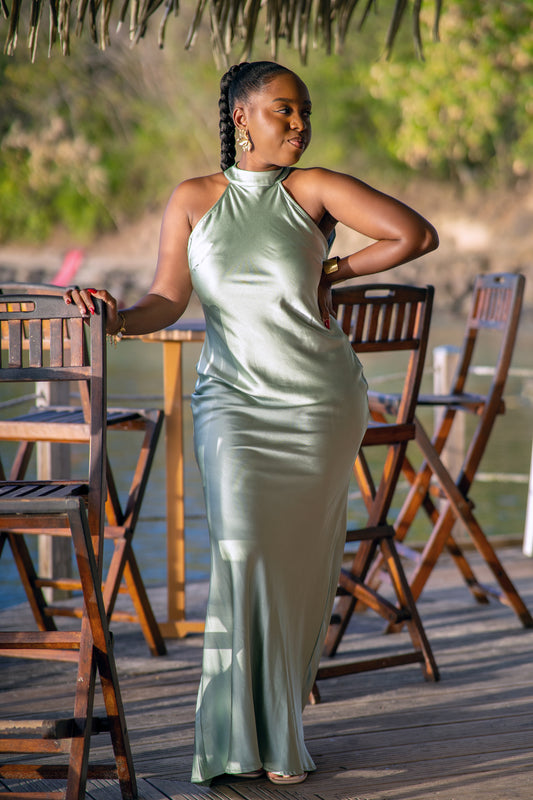 Robe Longue Satinée Éclat Solaire