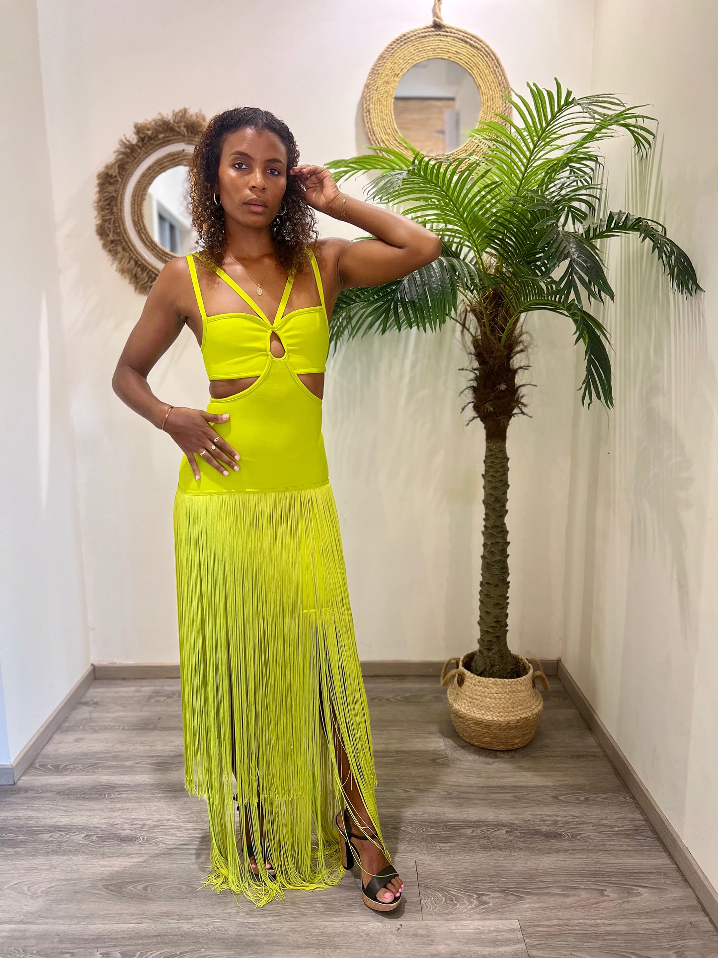 Robe longue à franges