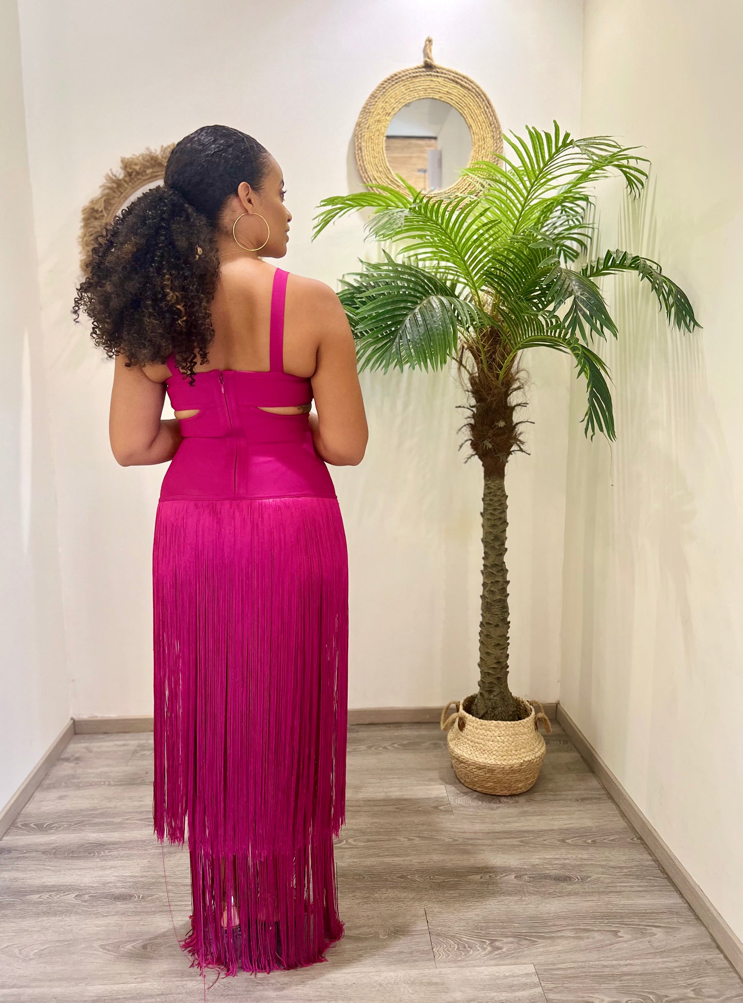 Robe longue à franges